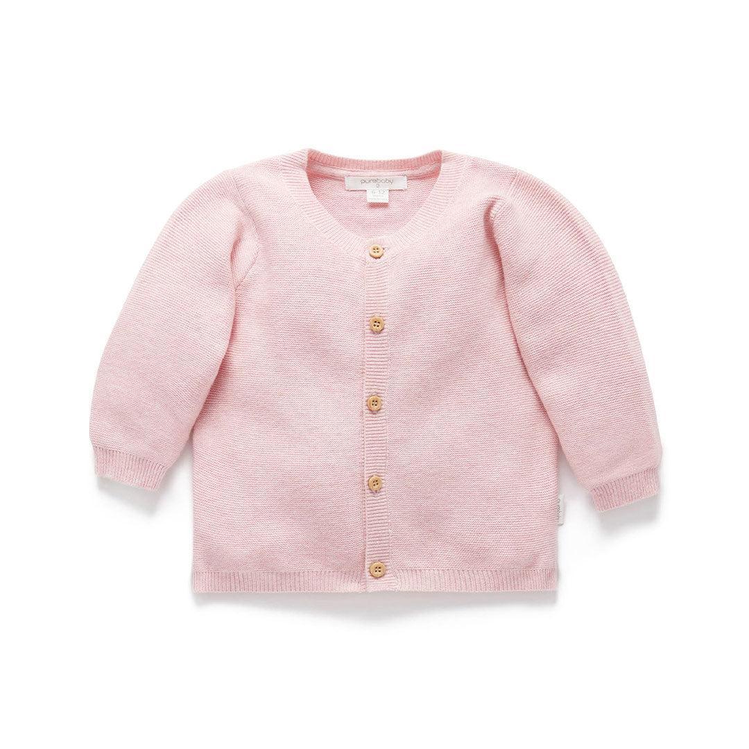 Purebaby Knit Cardigan - Pink Melange-Cardigans-Pink Melange-0-3m | Natural Baby Shower