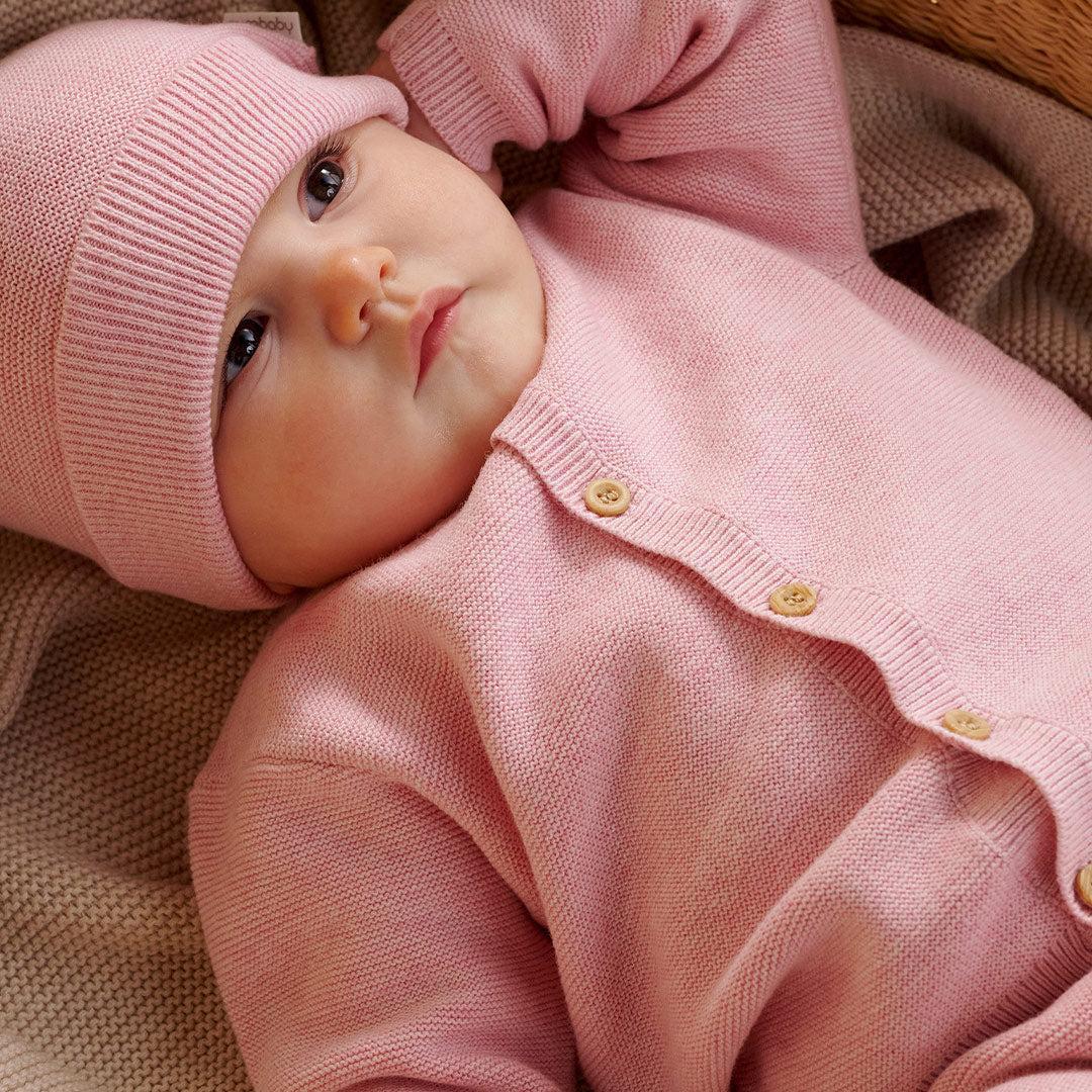 Purebaby Knit Cardigan - Pink Melange-Cardigans-Pink Melange-0-3m | Natural Baby Shower