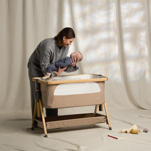 Silver Cross Lunar Bedside Crib - Oatmeal-Bedside Cribs-Oatmeal- | Natural Baby Shower