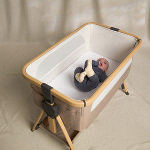 Silver Cross Lunar Bedside Crib - Oatmeal-Bedside Cribs-Oatmeal- | Natural Baby Shower