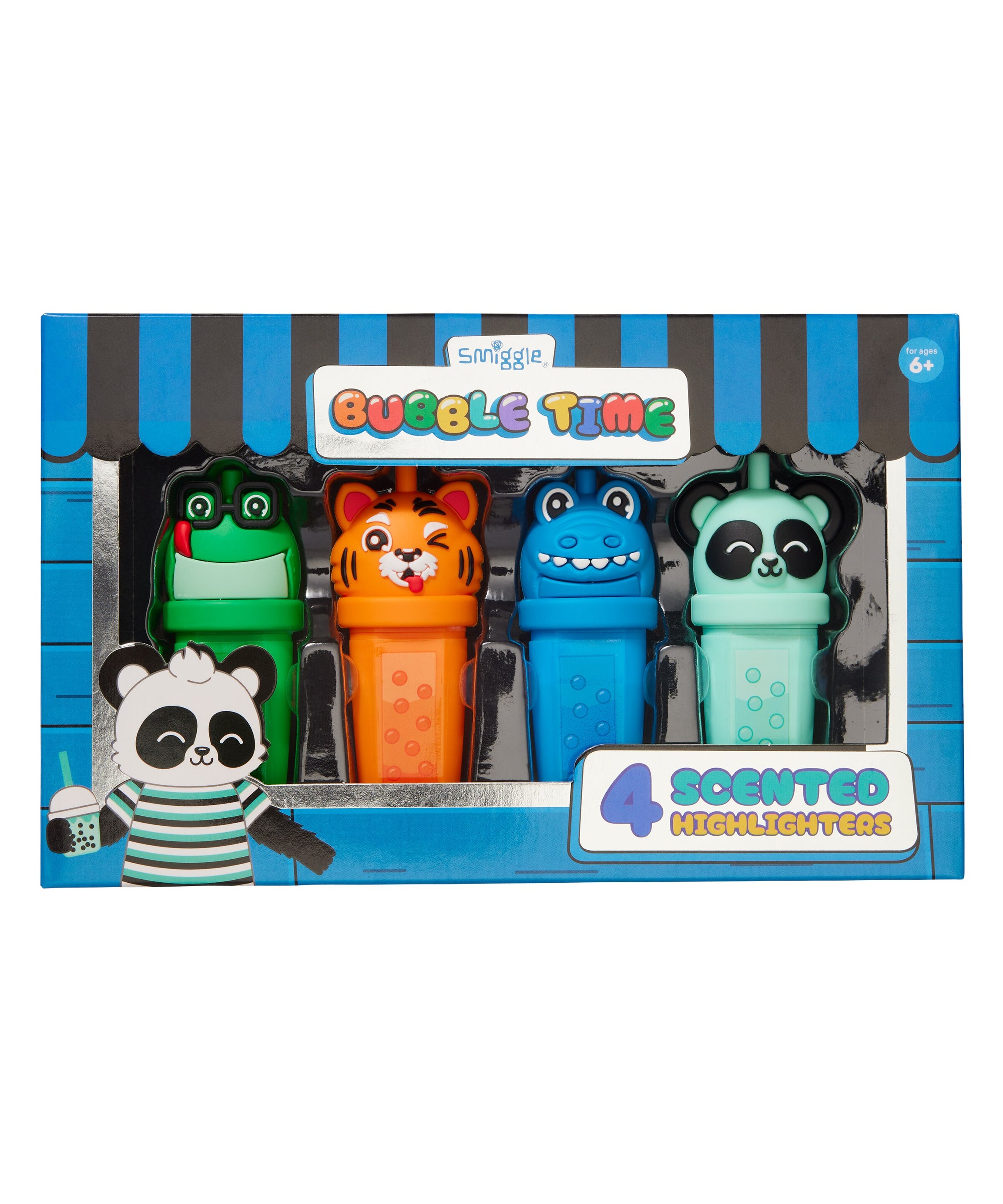 Smiggle - बबल टाइम फॉस्फोरलू हाईलाइटर 4लू कलम सेटि