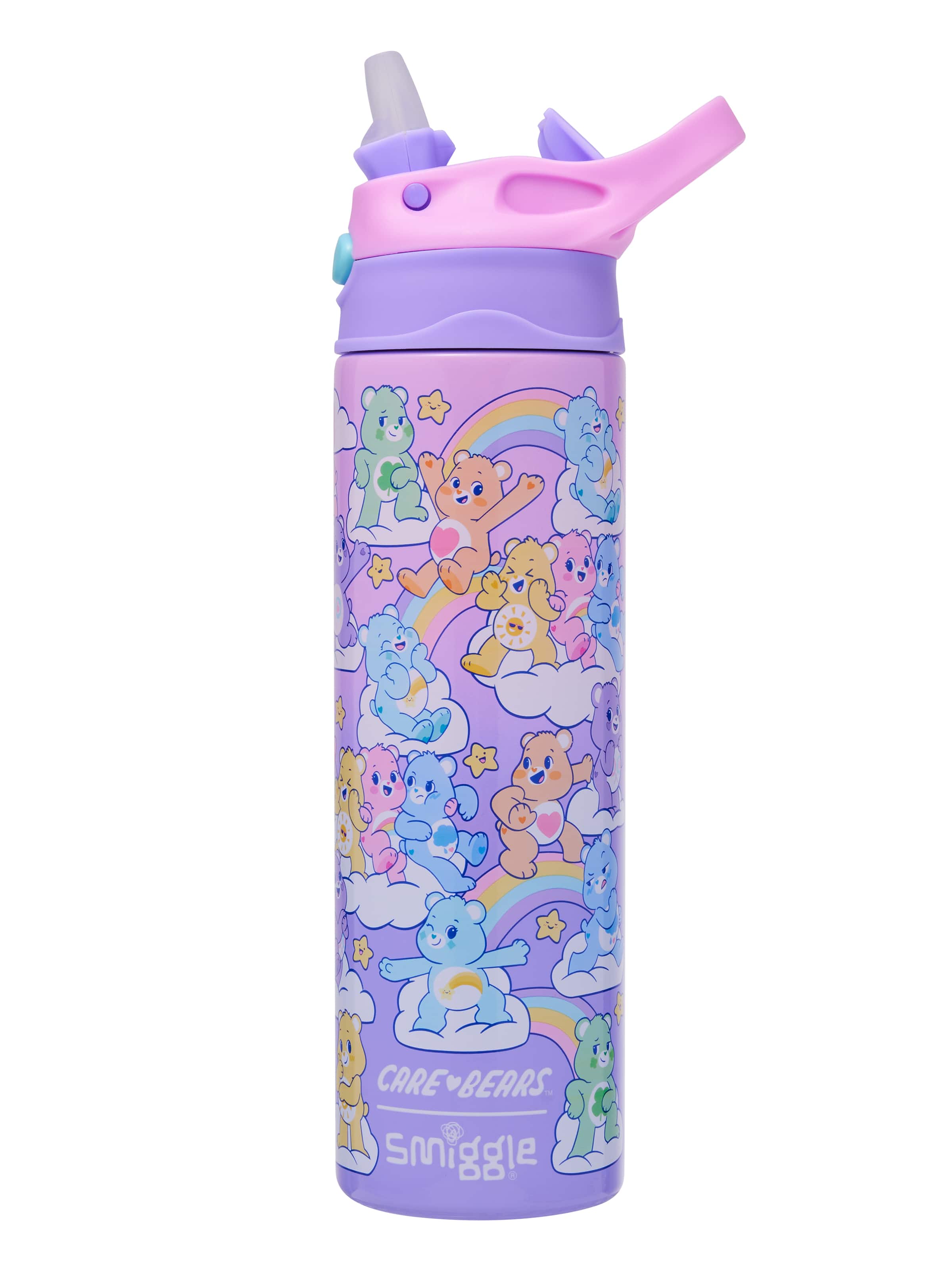 Smiggle - Care Bears 520ML Otomatik Gizli Pipetli Çelik Matara