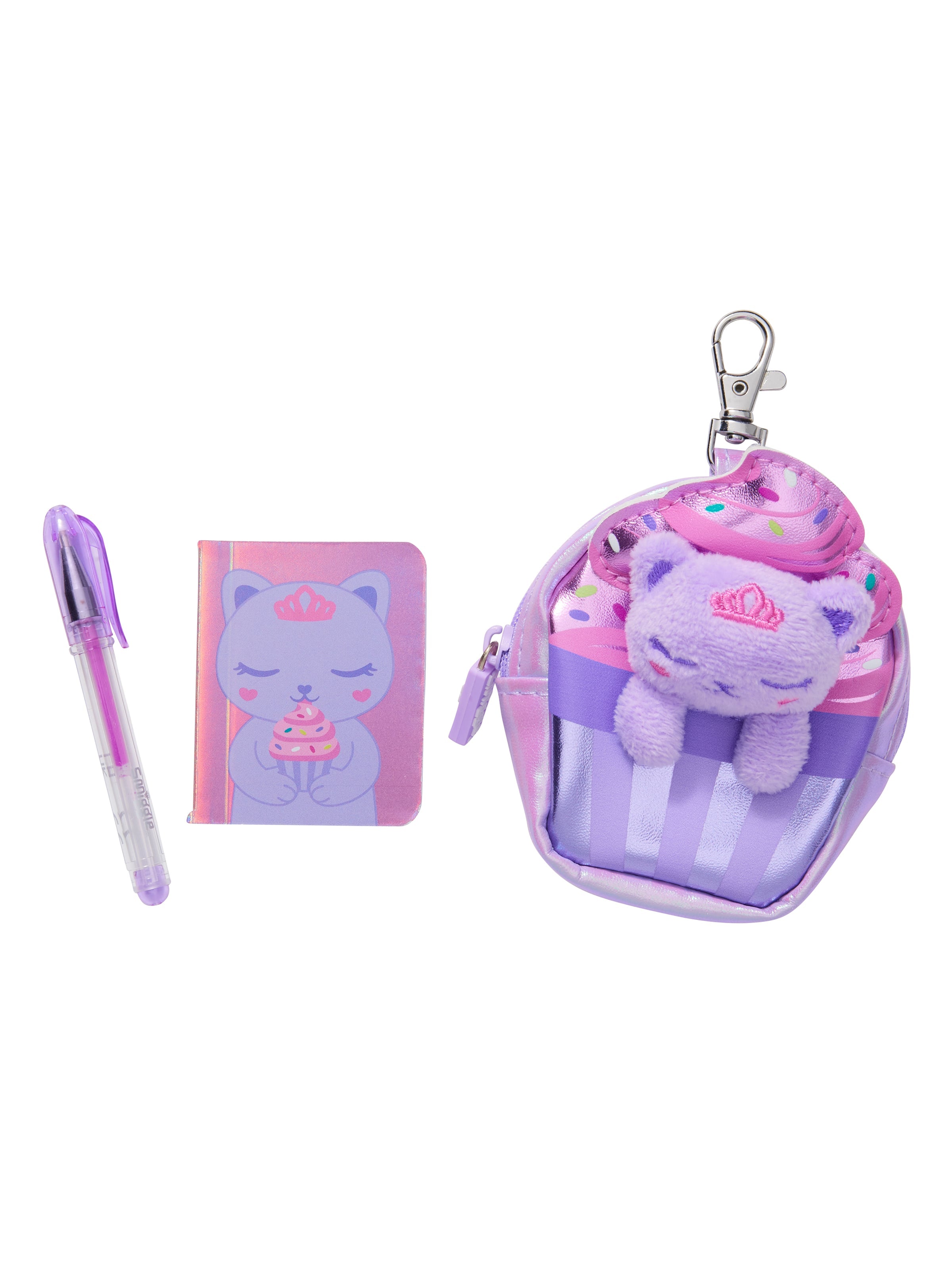 Smiggle - ميدالية مفاتيح صغيرة مع قلم ودفتر ملاحظات Fluffy Daydream