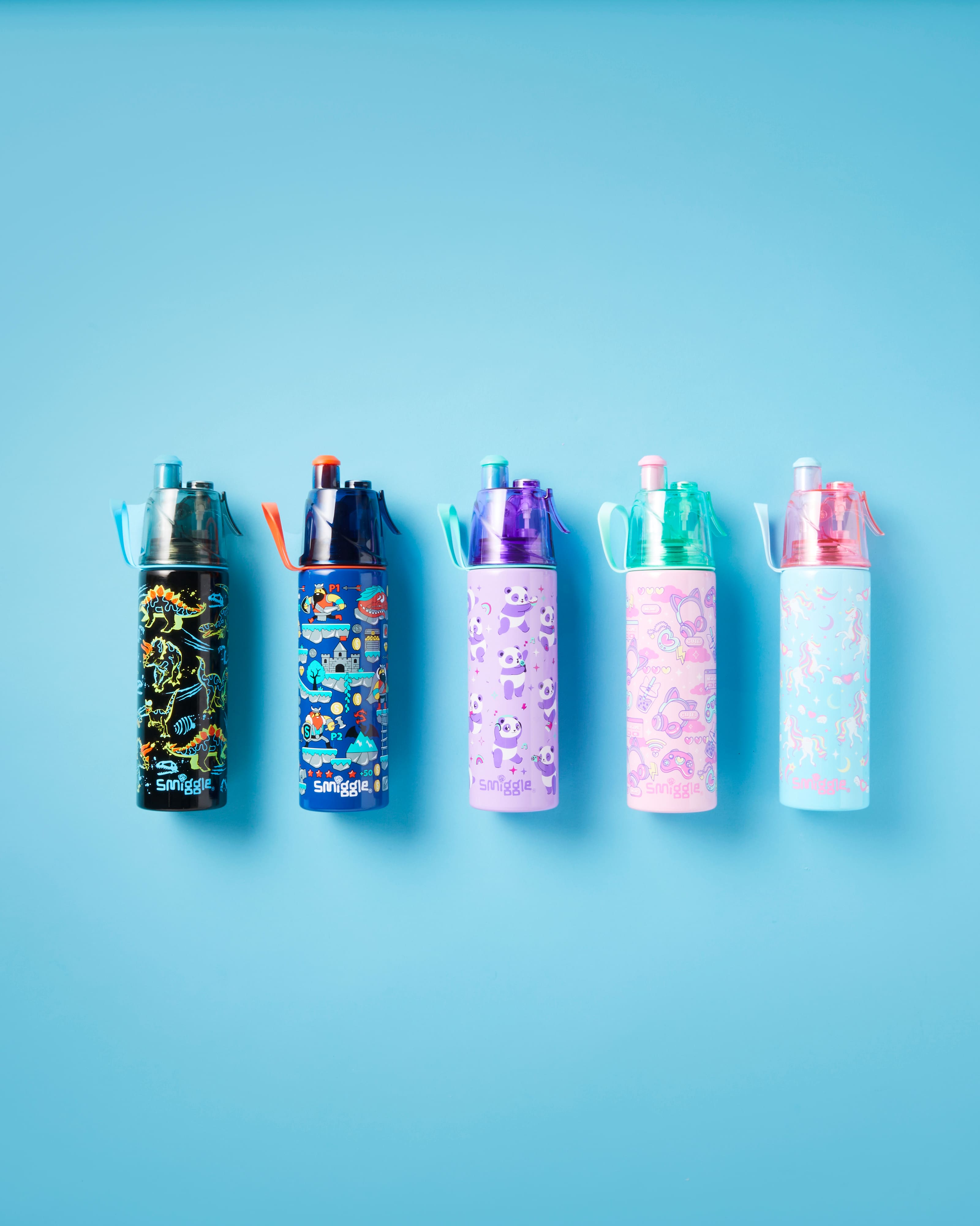 Smiggle - قمقمه استیل 500ML با اسپری آب Livin