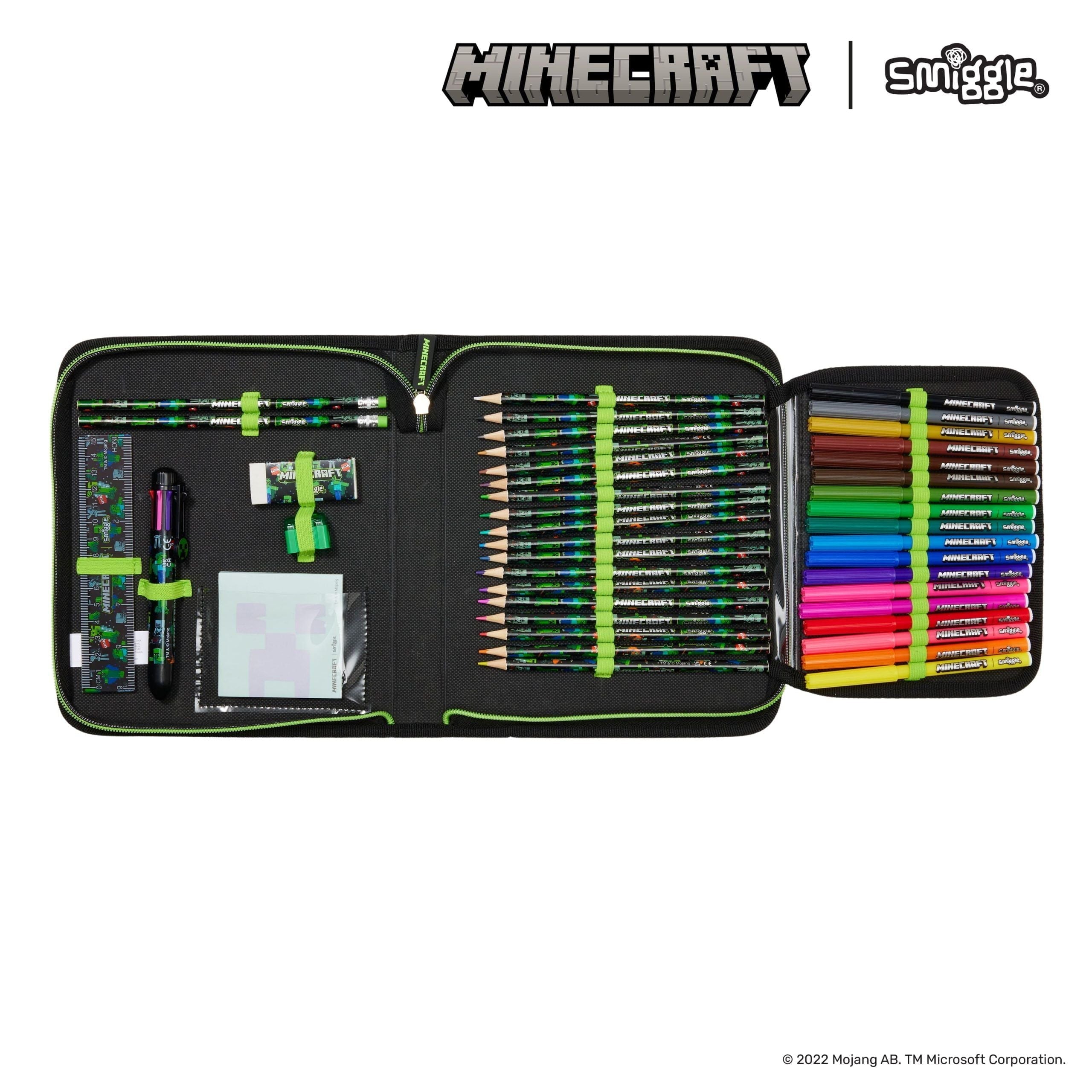 Smiggle - Conjunto de Papelaria Minecraft e Estojo de Lápis