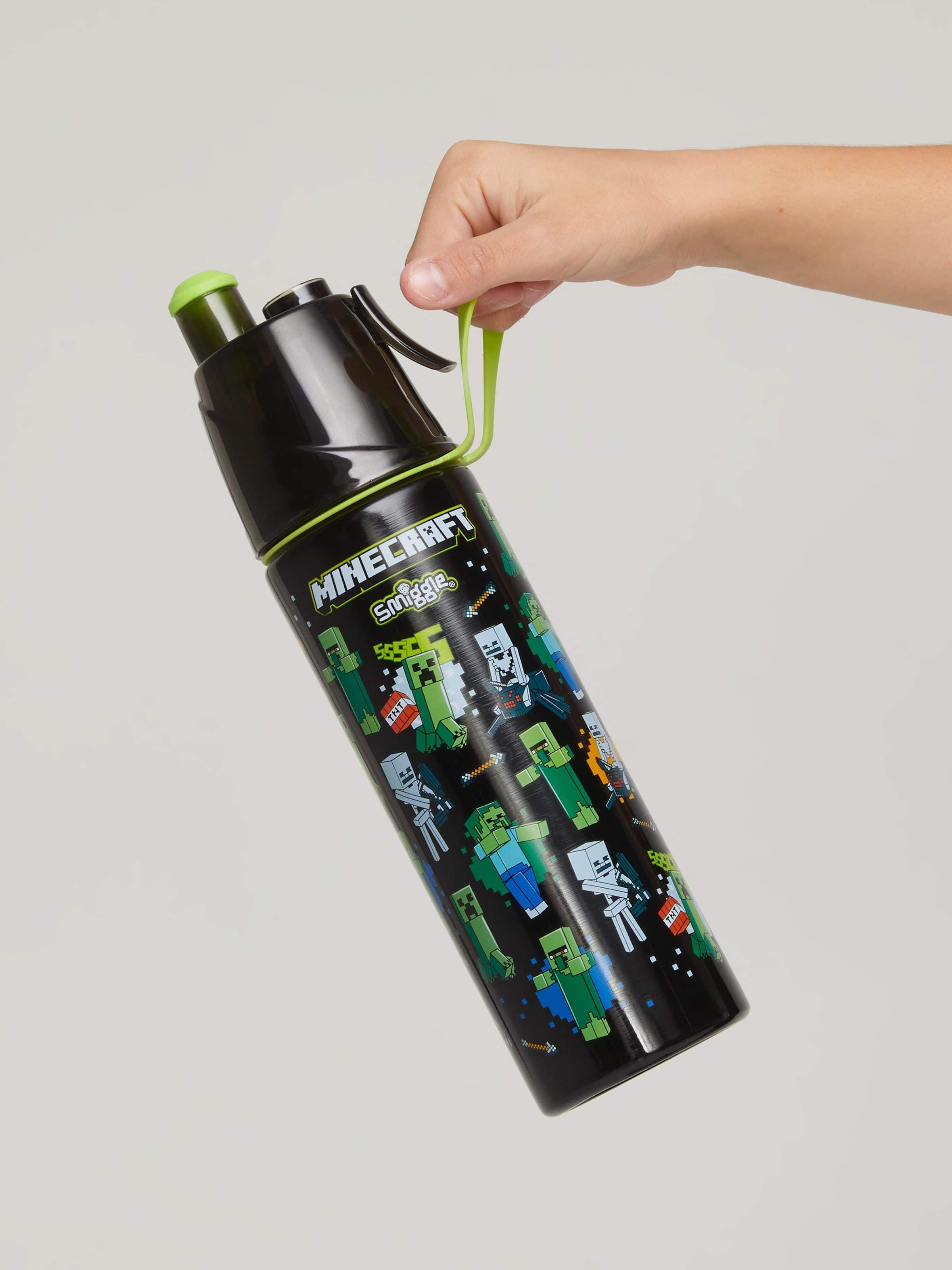 Smiggle - Minecraft Botella de acero mate con rociador de agua 500ML