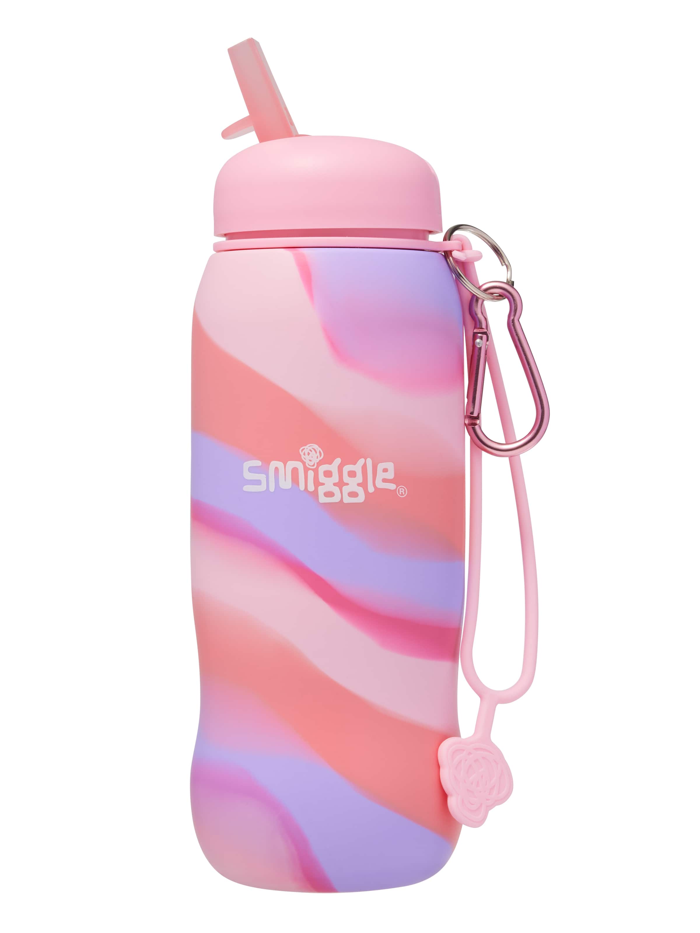 Smiggle - زجاجة ماء سيليكون قابلة للطي خالية من BPA بسعة 630ML Surreal