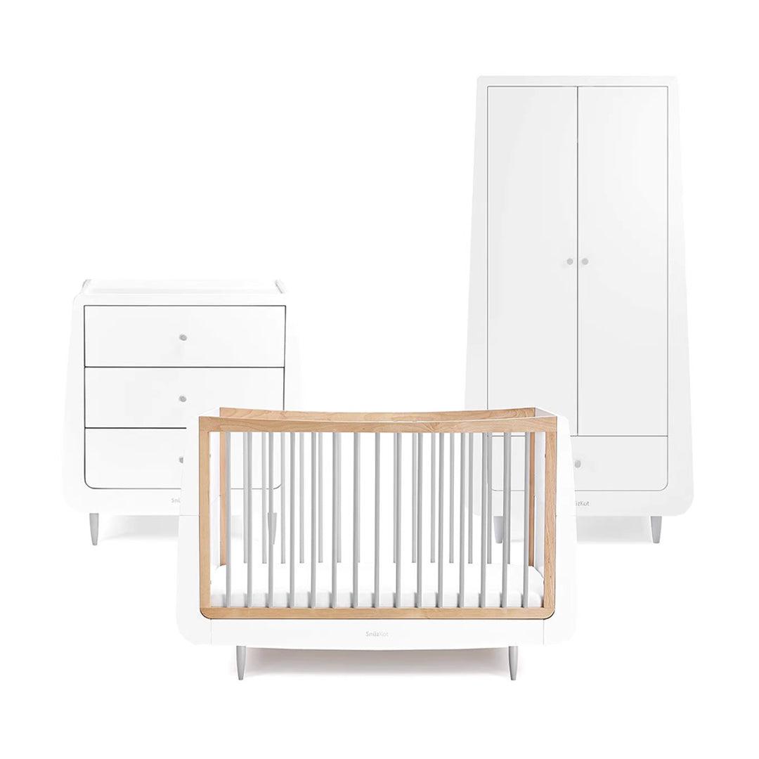 SnuzKot Skandi 3 Piece Nursery Furniture Set - Grey-Nursery Sets-Grey-No Mattress | Natural Baby Shower