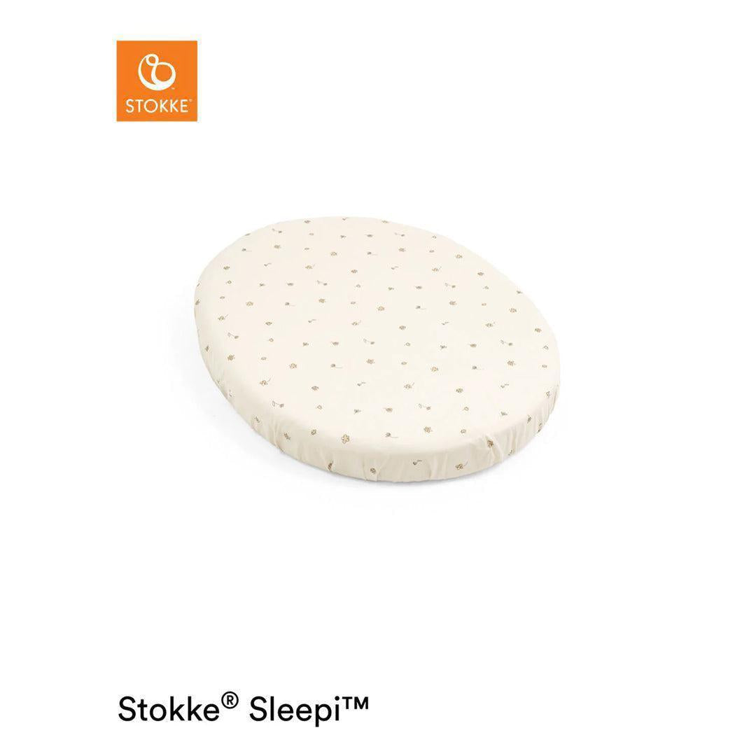 Stokke Sleepi Mini Fitted Sheet - Flower Ecru Osc-Sheets-Flower Ecru Osc- | Natural Baby Shower