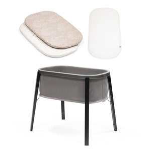 Stokke Snoozi Bassinet - Graphite Grey-Bedside Cribs-Graphite Grey-With Protection Sheet + 2x Fitted Sheet | Natural Baby Shower