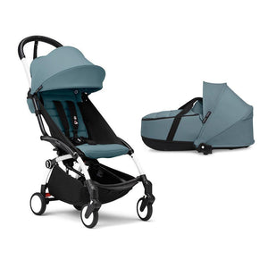 Stokke YOYO3 Newborn Shell to Toddler Bundle-Strollers-Aqua-White | Natural Baby Shower