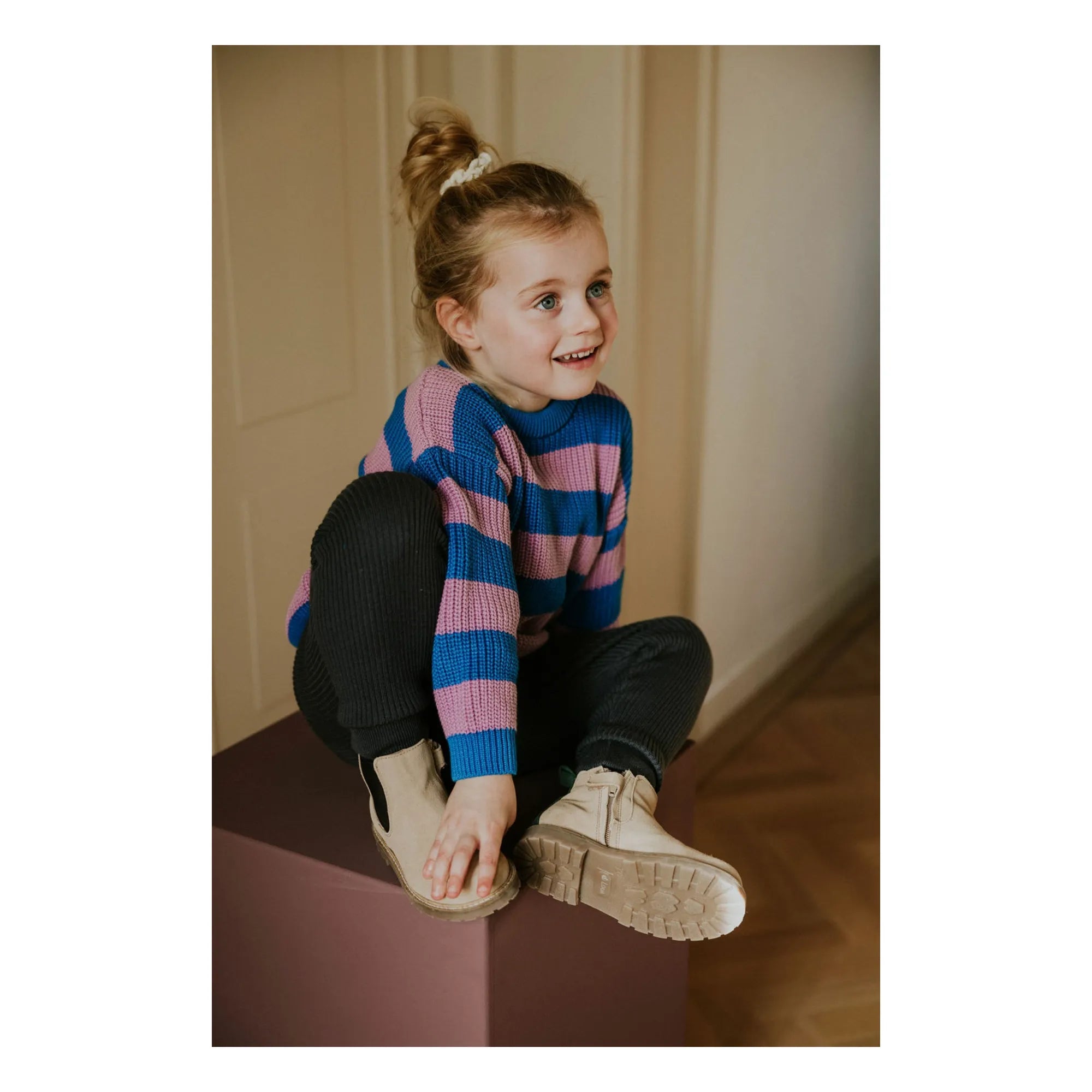 Yuki – Gestreifter Pullover aus Bio-Baumwolle | Rosa