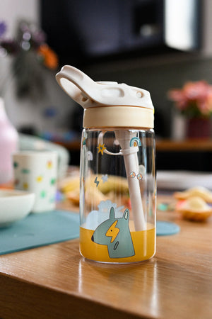 The Cotton Cloud - Funky Dogs 480ML Tritan Trinkflasche mit verstecktem Strohhalm