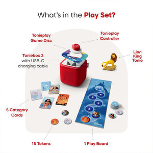 Tonies Toniebox 2 Play Set with Lion King Simba Tonie, Tonieplay Game, Tonieplay Controller - Red-Audio Players-Red- | Natural Baby Shower