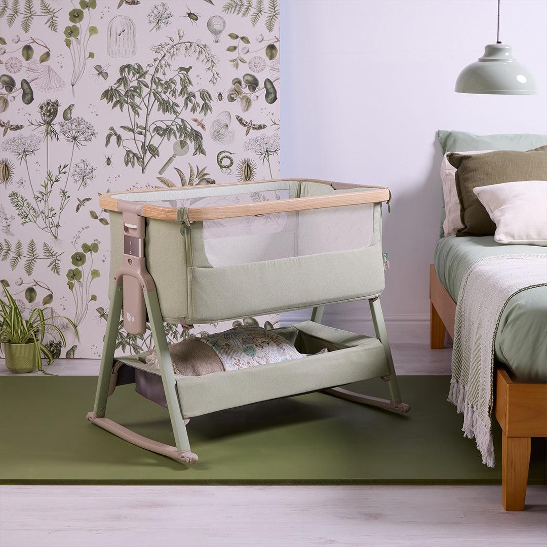 Tutti Bambini Cozee Air 2 Bedside Crib - Drifted Oak / Eucalyptus-Cribs-Drifted Oak / Eucalyptus- | Natural Baby Shower