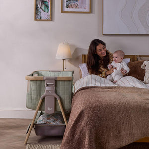 Tutti Bambini Cozee Sense Bedside Crib - Drifted Oak / Eucalyptus-Cribs-Drifted Oak / Eucalyptus- | Natural Baby Shower