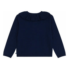Petit Bateau - Yün fırfırlı hırka | Midnight blue