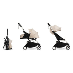 Stokke® - YOYO³ Bonpoint tam bebek arabası 0+ ve 6+ Beyaz çerçeve | Bej