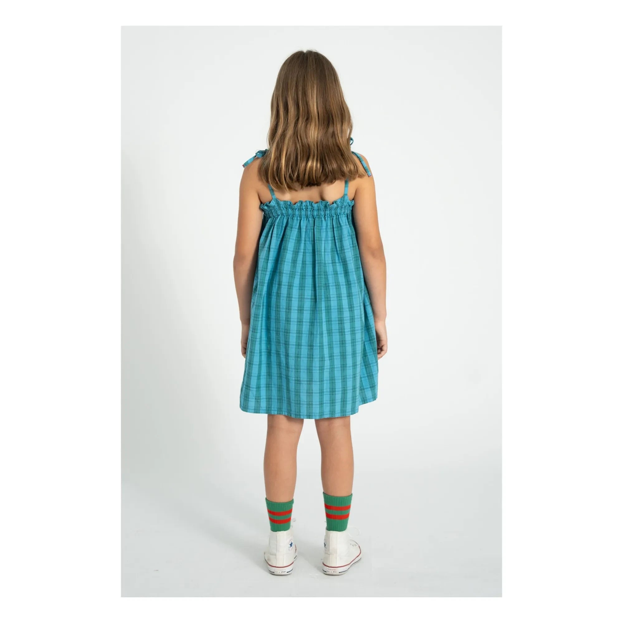 Piupiuchick - Organic Cotton Check Dress | Blue