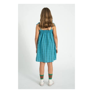 Piupiuchick - Organic Cotton Check Dress | Blue