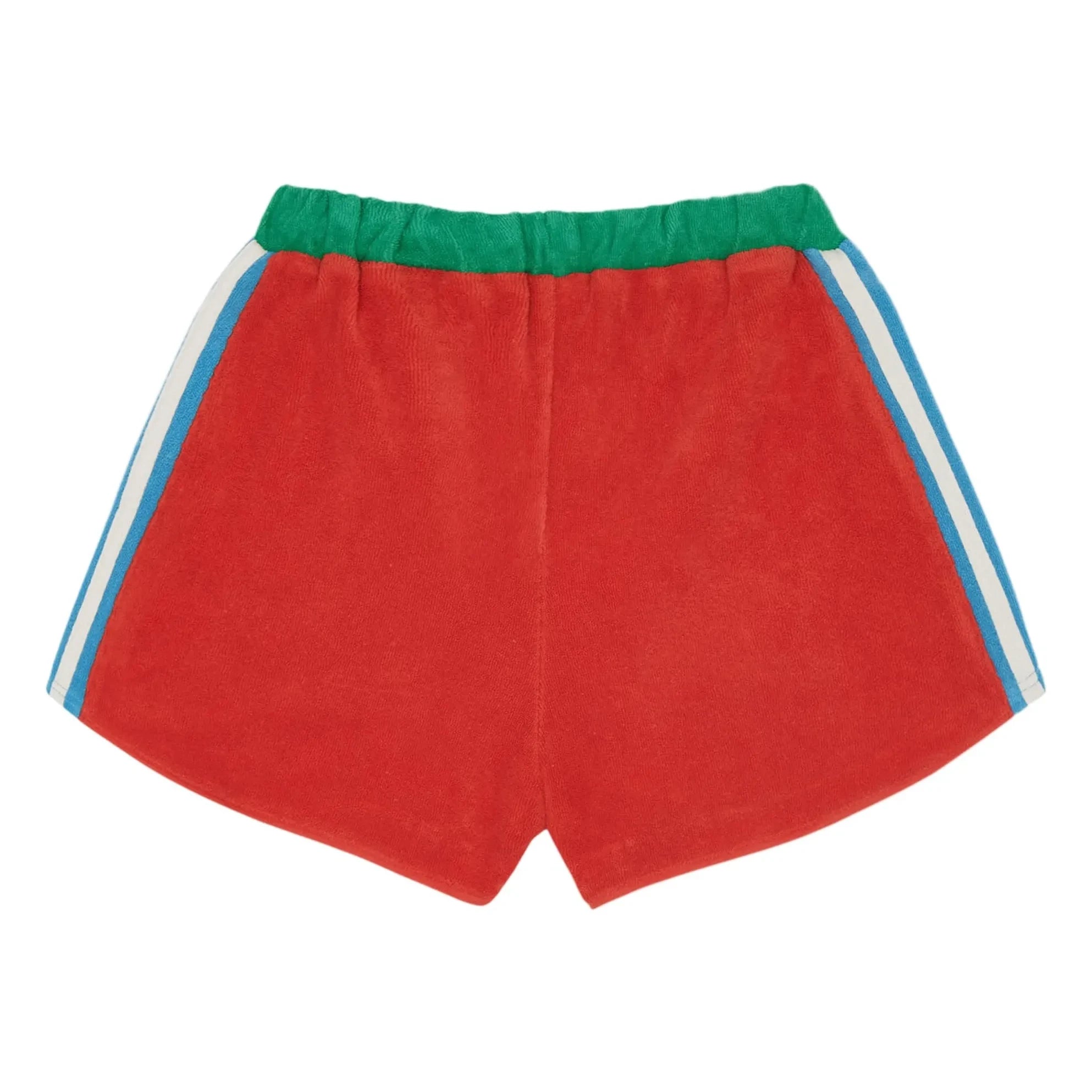 The Campamento - Retro Terry Shorts with Contrast Stripes | Red