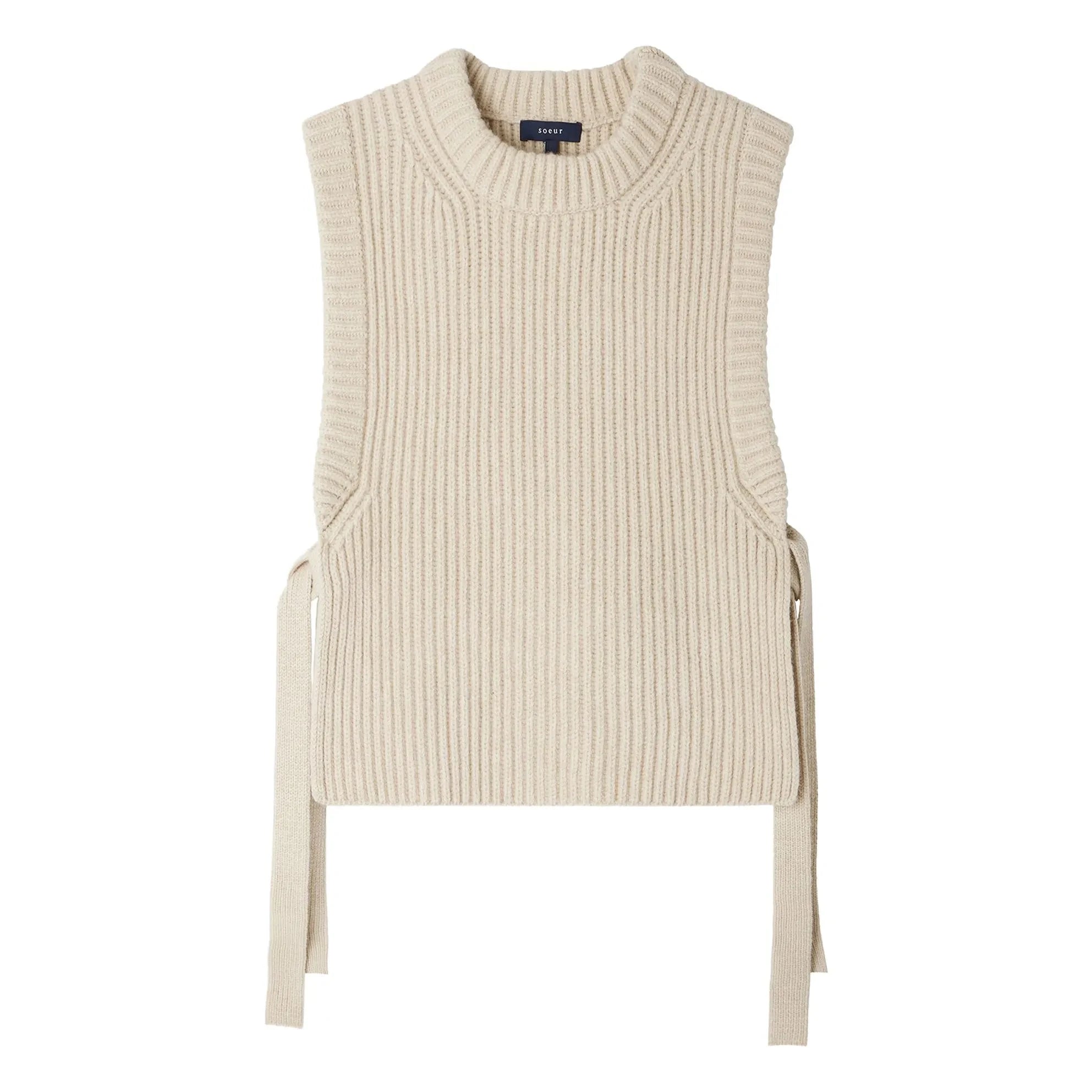 Soeur – Firmus Ärmelloser Pullover aus Merinowolle | Heather White