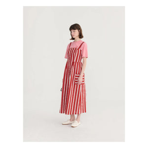 Bobo Choses - Gestreiftes Kleid mit Glockenärmeln aus Bio-Baumwolle | Ziegelrot