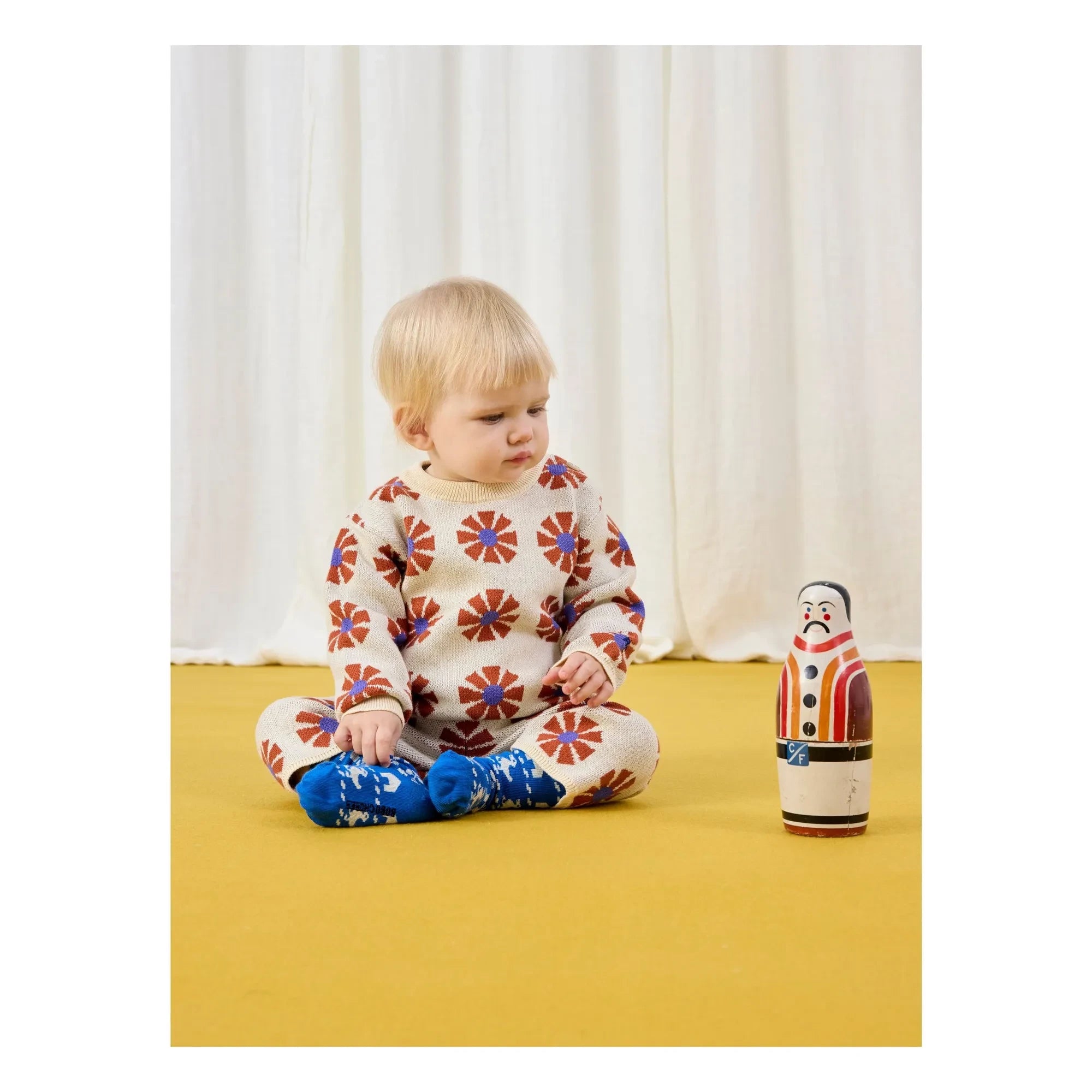 Bobo Choses - Organic Cotton Jacquard Knit Pants | Beige