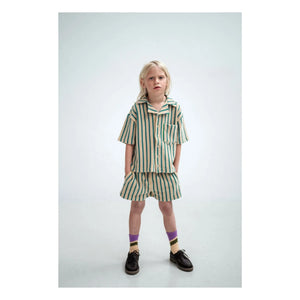 Repose AMS - Striped Organic Cotton Towel Shorts | Pale Yellow