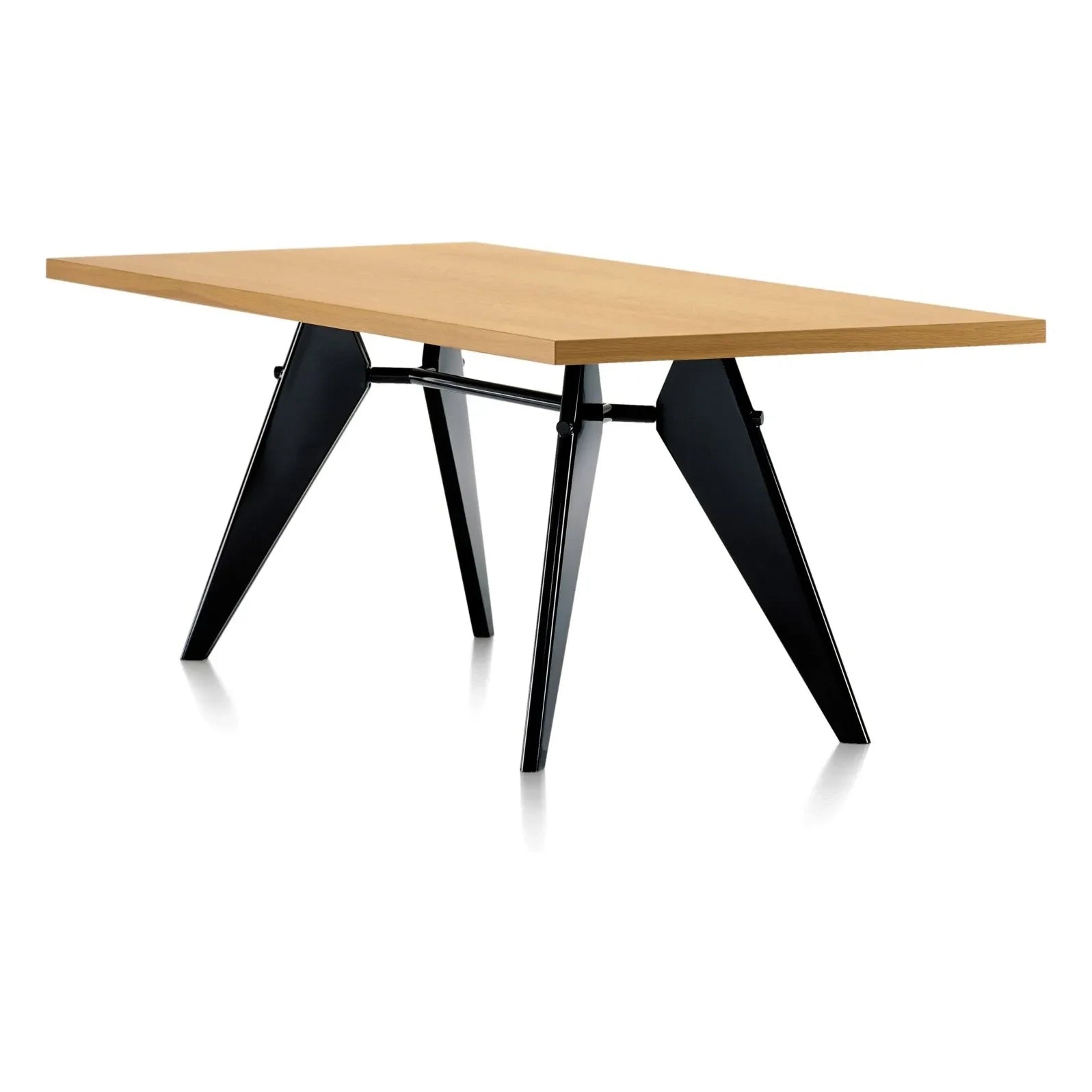 Vitra - EM Table, geöltes Naturholz Eiche 220x90 cm - schwarze Beine - Jean Prouvé | Eiche