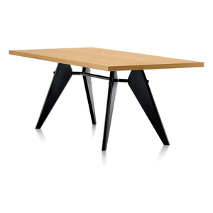 Vitra - EM Table, geöltes Naturholz Eiche 220x90 cm - schwarze Beine - Jean Prouvé | Eiche
