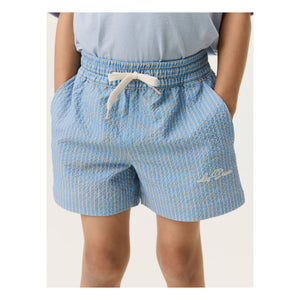 Les Deux - Stan Gestreifte Badeshorts | Hellblau