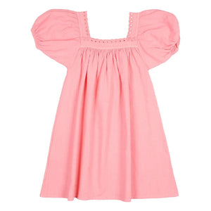 Búho - Kleid aus Bio-Baumwolle mit Festonsaum | Zuckerrosa