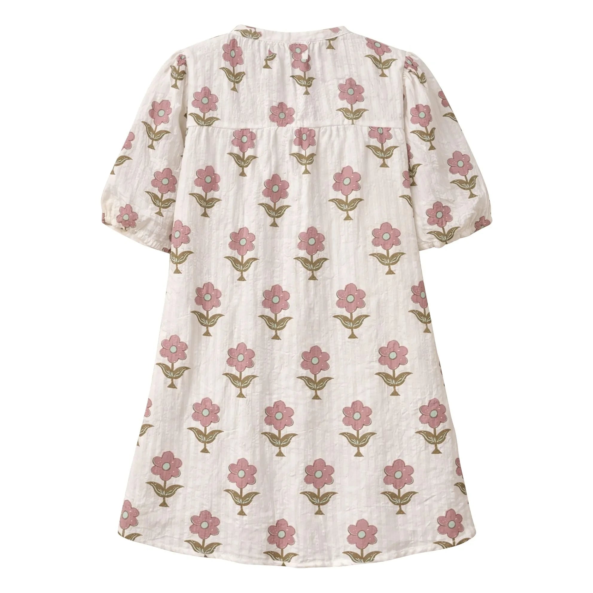 Lililotte - Romy Flowers Floral Print Crinkled Organic Cotton Dress | Ecru