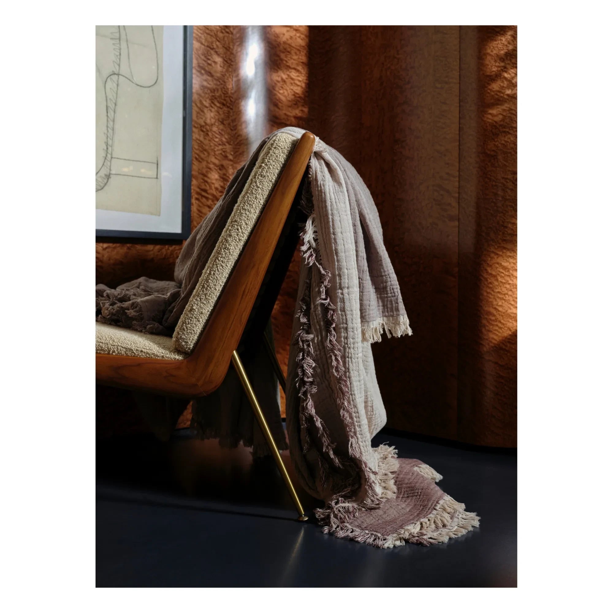 & Tradition - HM1 Boomerang Salon Koltuğu, Ceviz Ahşap Çerçeve | Ceviz