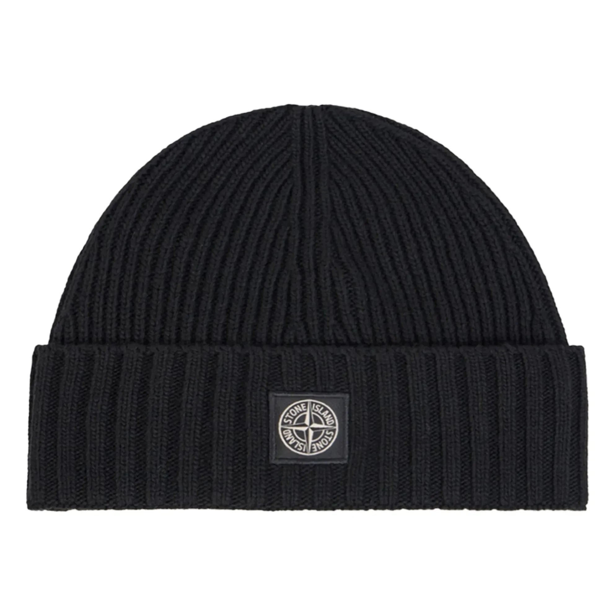 Stone Island - Logo Wollmütze | Schwarz