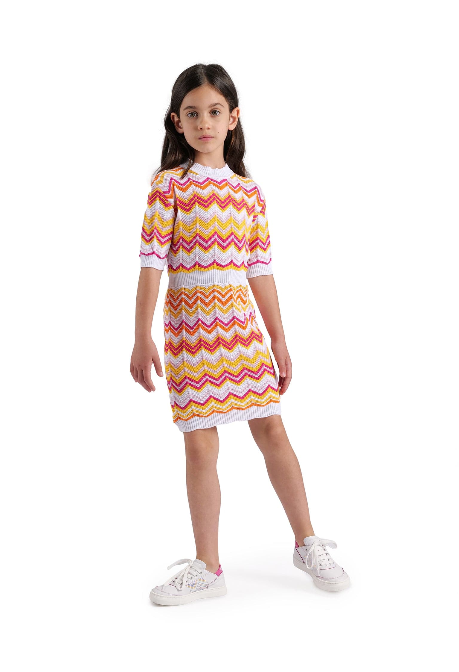 Missoni Girls Knitted Zigzag Dress in Multicolour