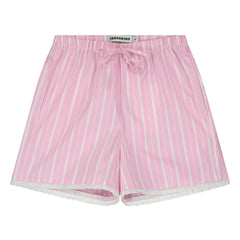 Tangerine – Gestreifte weite Shorts | Blassrosa