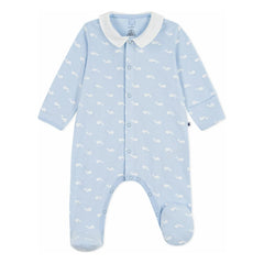 Petit Bateau - Dors Bien Baleines Organik Pamuklu Pijama | Açık Mavi