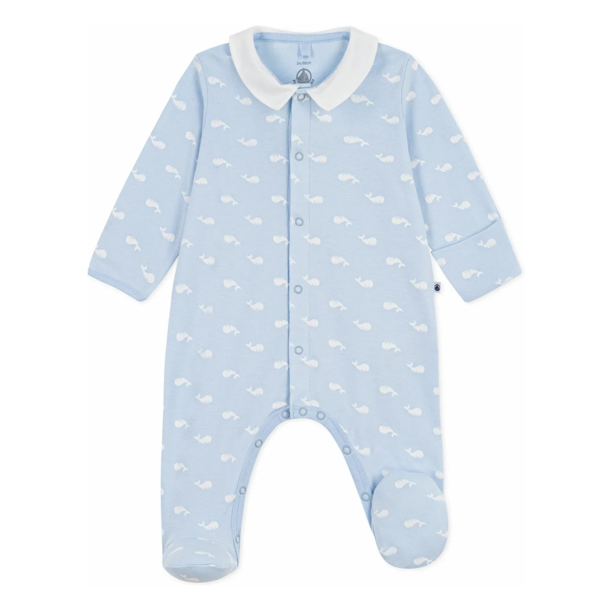 Petit Bateau - Dors Bien Baleines Organik Pamuklu Pijama | Açık Mavi