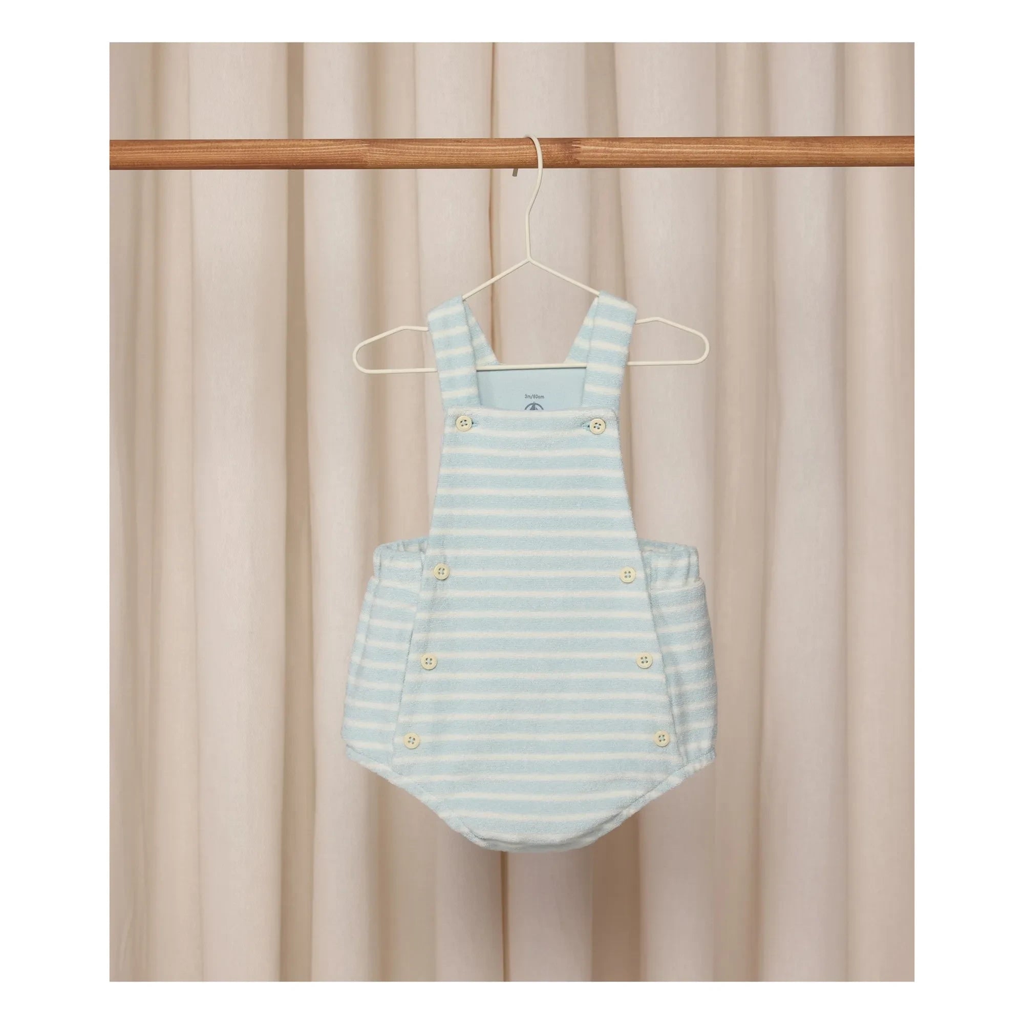 Petit Bateau - Organik pamuklu havlu çizgili tulum salopet | Yeşil su