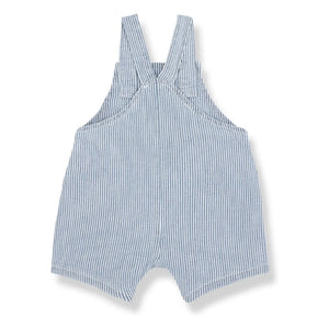 1+ in the family - Striped Denim Organic Cotton Romper | Light Blue