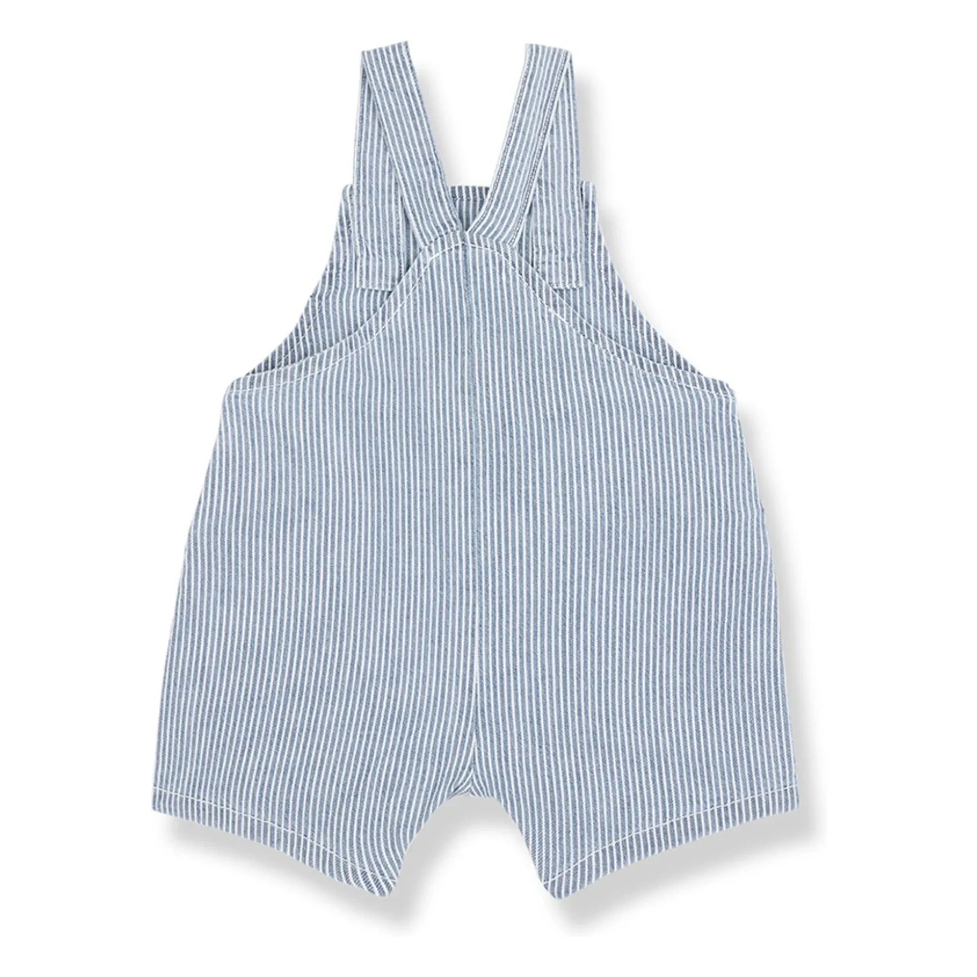 1+ in the family - Striped Denim Organic Cotton Romper | Light Blue