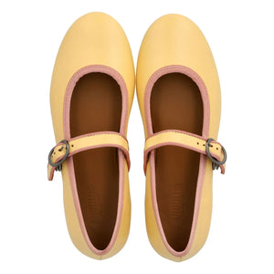 Angulus - Mary Jane Ballerinas mit Kontrastlinie | Hellgelb
