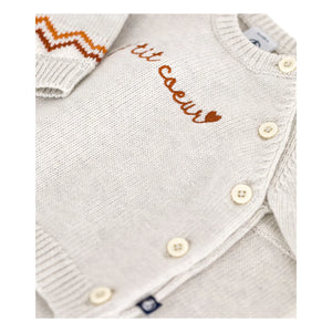Petit Bateau - P'tit Cœur Yün Kazak ve Pantolon Takımı | Kırçıllı bej