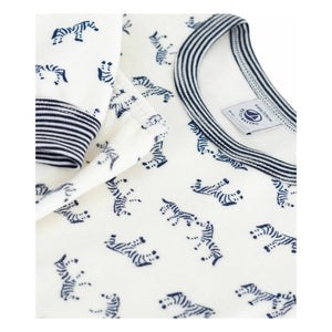 Petit Bateau - Zebra organik pamuk pijama | Ecru