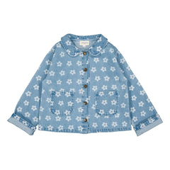 Louis Louise - Floral Brown Denim Jacket | Light Blue