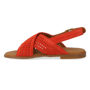 Angulus - Feson Cross Suede Sandals | Coral