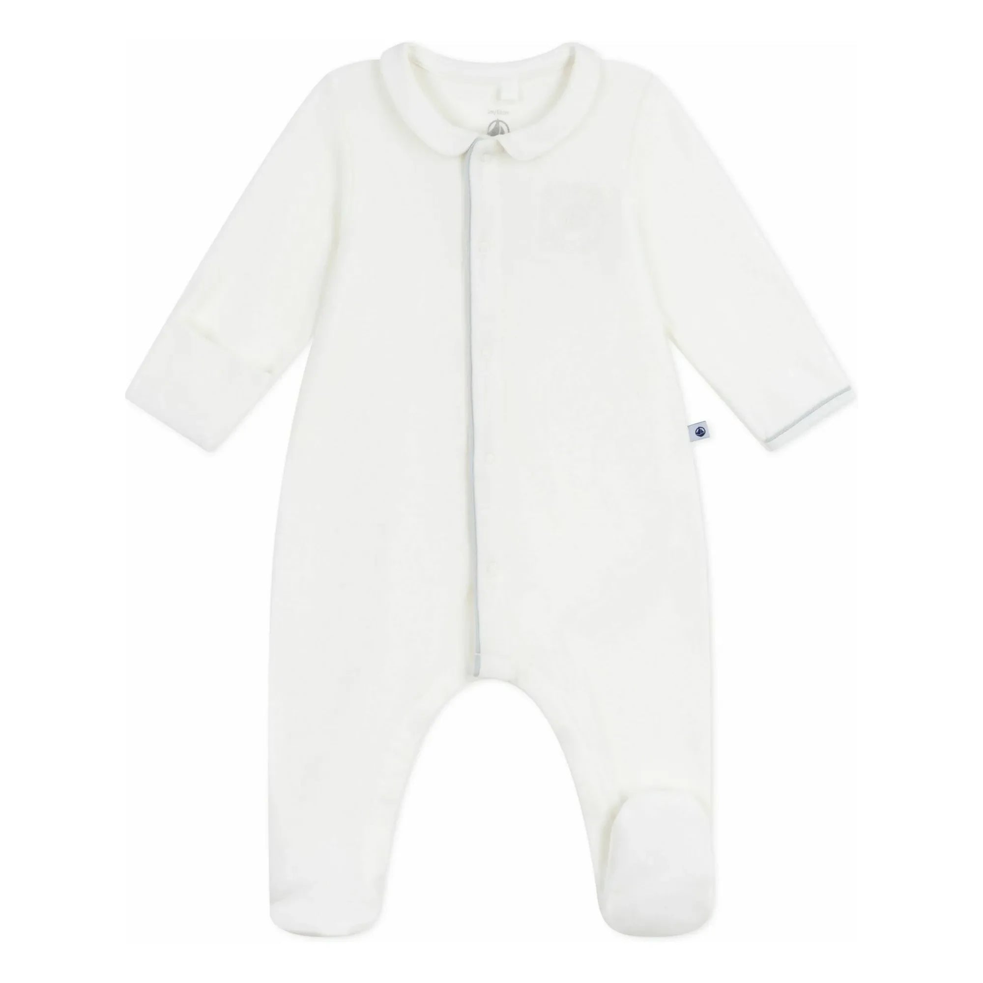 Petit Bateau - Logo Embroidered Organic Cotton Sleepsuit | White