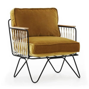 Honoré - Croisette Black Velvet Armchair | Camel